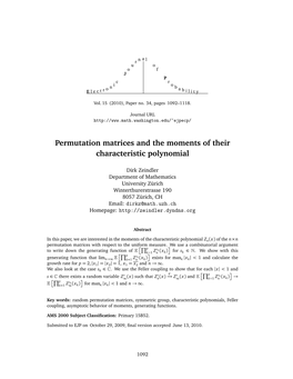 Permutation Matrices and the Moments of Their Characteristic Polynomial