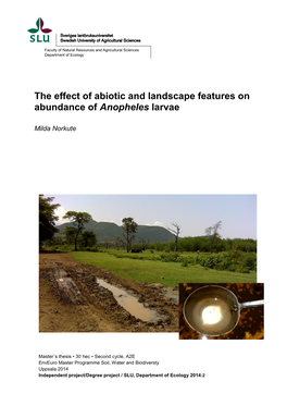 The Effect of Abiotic and Landscape Features on Abundance of Anopheles Larvae
