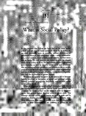 R. M. Titmuss, What Is Social Policy?