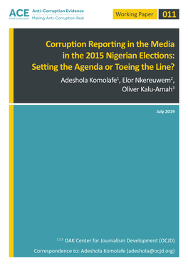 011 Corruption Reporting in the Media in the 2015 Nigerian Elections