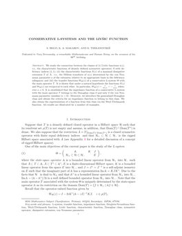 Conservative L-Systems and the Livšic Function 1