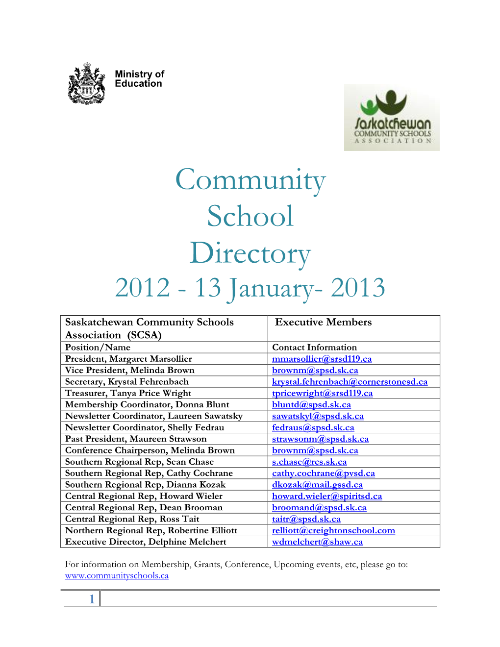 Community School Directory 2012 - 13 January- 2013