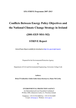 Conflicts Between Energy Policy Objectives and the National Climate Change Strategy in Ireland