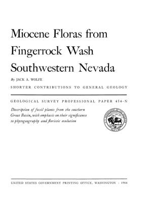 Miocene Floras from Fingerrock Wash Southwestern Nevada