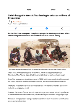 Sahel Drought in West Africa Leading to Crisis As Millions of Lives at Risk