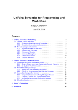 Unifying Semantics for Programming and Verification