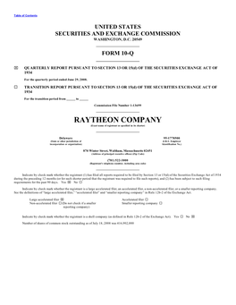 RAYTHEON COMPANY (Exact Name of Registrant As Specified in Its Charter)