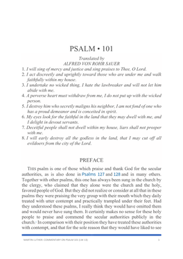 PSALM • 101 Translated by ALFRED VON ROHR SAUER 1