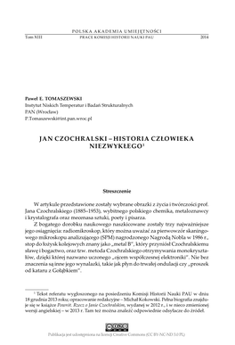 Jan Czochralski – Historia Człowieka Niezwykłego1