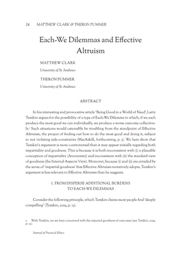 Each-We Dilemmas and Effective Altruism