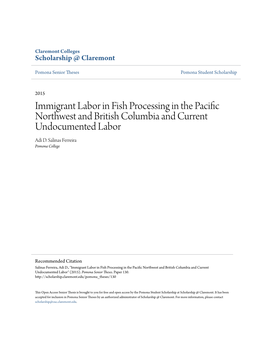 Immigrant Labor in Fish Processing in the Pacific Northwest and British Columbia and Current Undocumented Labor Adi D