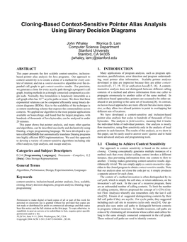 Cloning-Based Context-Sensitive Pointer Alias Analysis Using Binary Decision Diagrams