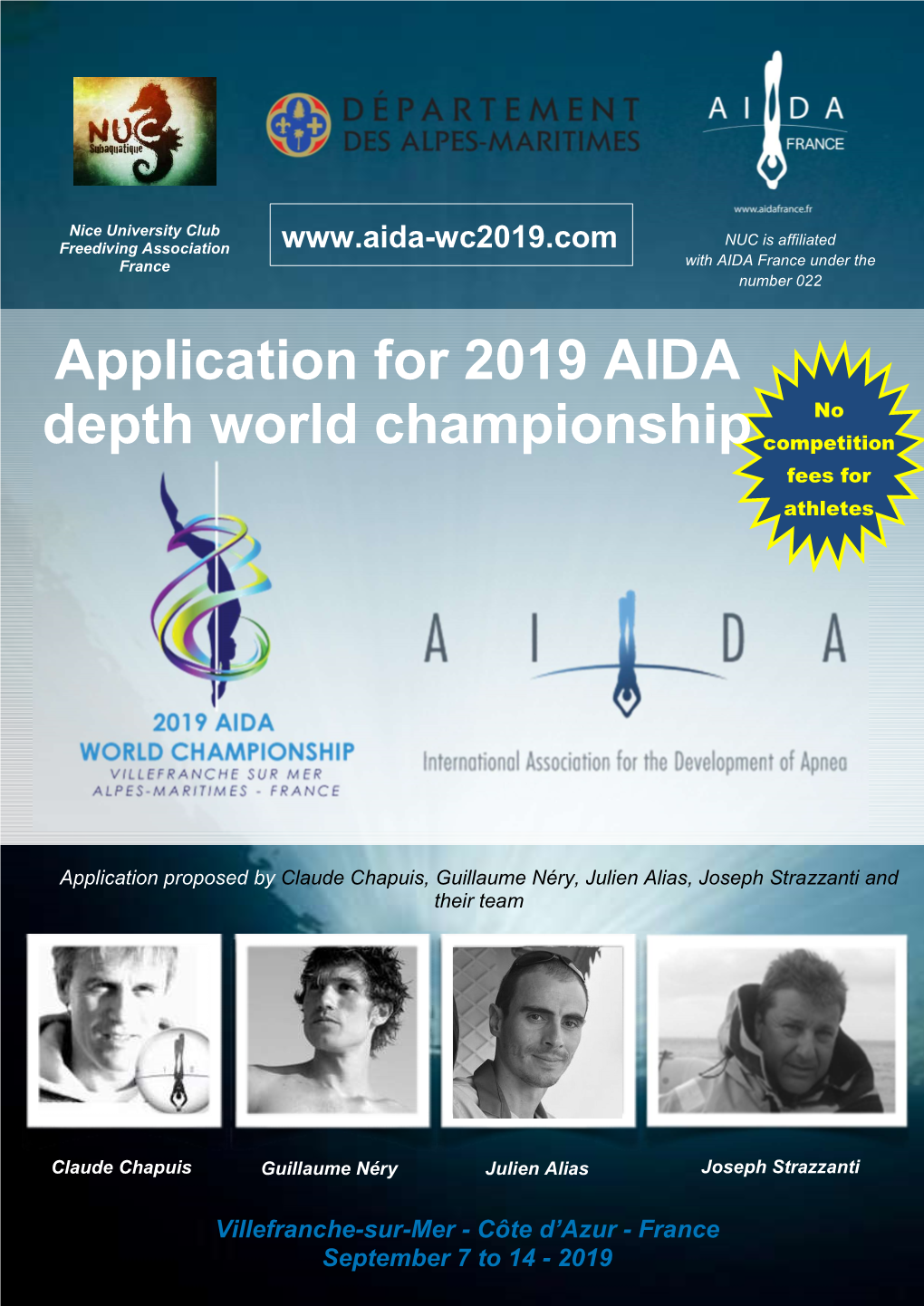 Application for 2019 AIDA Depth World Championship