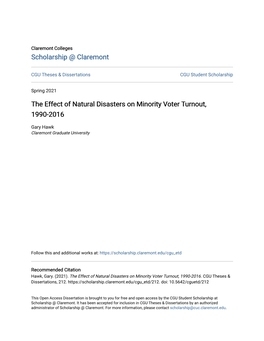 The Effect of Natural Disasters on Minority Voter Turnout, 1990-2016