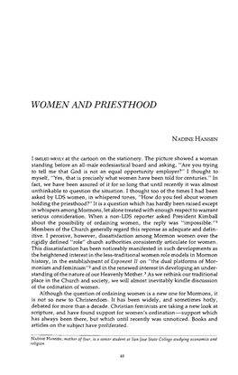 Nadine Hansen's “Women and Priesthood,”