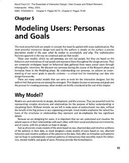 Modelling Users: Personas and Goals. Scenarios