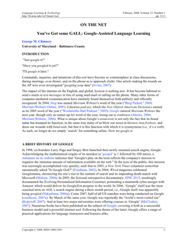 Google-Assisted Language Learning