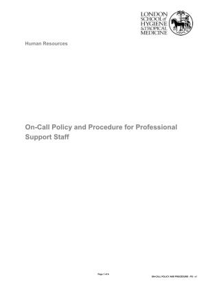 On-Call Policy and Procedure for Professional Support Staff