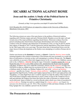 Jesus and the Zealots a Study of the Political Factor in Primitive Christianity