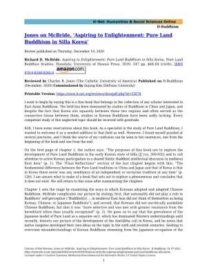 Aspiring to Enlightenment: Pure Land Buddhism in Silla Korea'