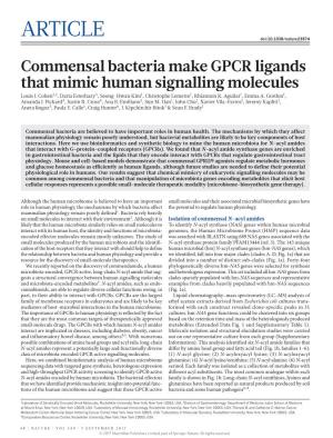 Commensal Bacteria Make GPCR Ligands That Mimic Human Signalling Molecules Louis J
