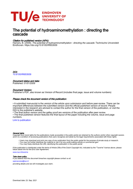 The Potential of Hydroaminomethylation : Directing the Cascade
