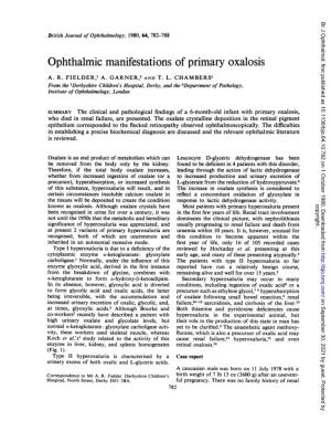 Ophthalmic Manifestations of Primary Oxalosis