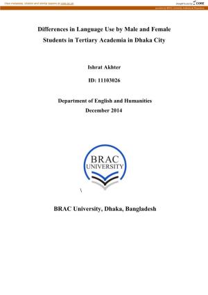 Differences in Language Use by Male and Female Students in Tertiary Academia in Dhaka City