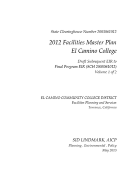 2012 Facilities Master Plan El Camino College