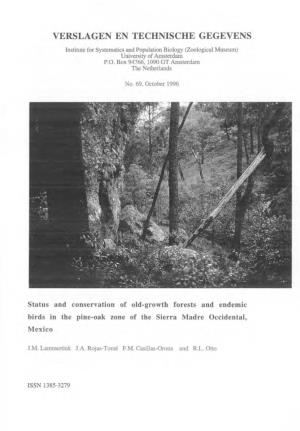 Status and Conservation of Old-Growth Forests and Endemic Birds in the Pine-Oak Zone of the Sierra Madre Occidental, Mexico