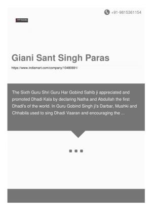 Giani Sant Singh Paras