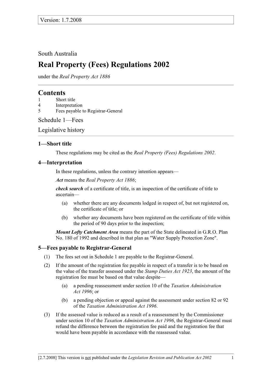 Real Property (Fees) Regulations2002