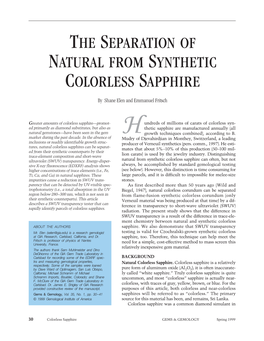 The Separation of Natural from Synthetic Colorless Sapphire