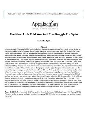 The New Arab Cold War and the Struggle for Syria