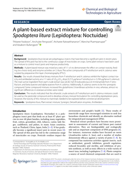 A Plant-Based Extract Mixture for Controlling Spodoptera Litura