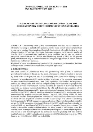 The Benefits of Inclined-Orbit Operations for Geostationary Orbit Communication Satellites