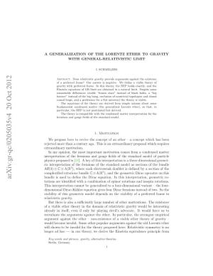 A Generalization of the Lorentz Ether to Gravity with General-Relativistic Limit