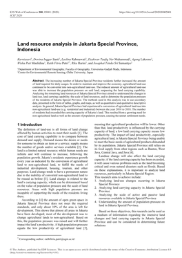 Land Resource Analysis in Jakarta Special Province, Indonesia