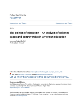 An Analysis of Selected Cases and Controversies in American Education