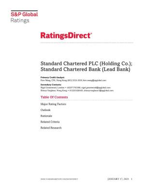 Standard Chartered PLC (Holding Co.); Standard Chartered Bank (Lead Bank)