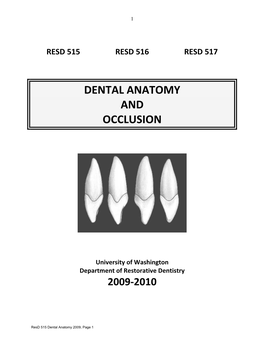 Dental Anatomy and Occlusion