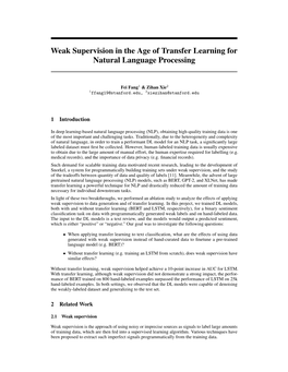 Weak Supervision in the Age of Transfer Learning for Natural Language Processing