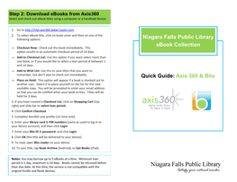 Quick Guide: Axis 360 & Blio Niagara Falls Public Library Ebook Collection