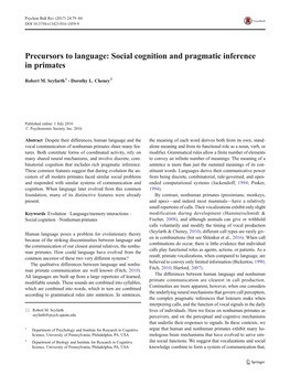 Social Cognition and Pragmatic Inference in Primates