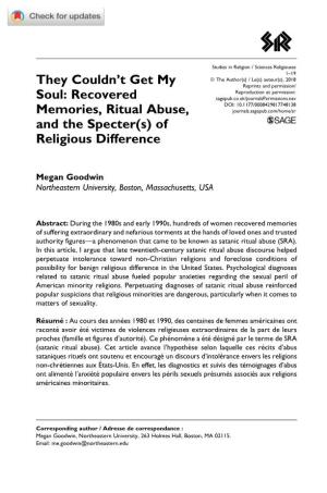 They Couldn't Get My Soul': Recovered Memories, Ritual Abuse
