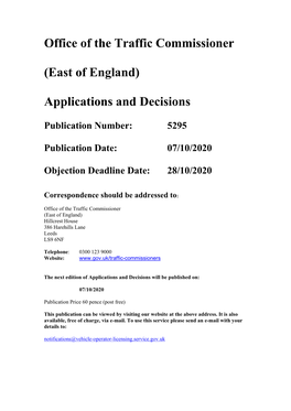 Applications and Decisions for the East of England 5295