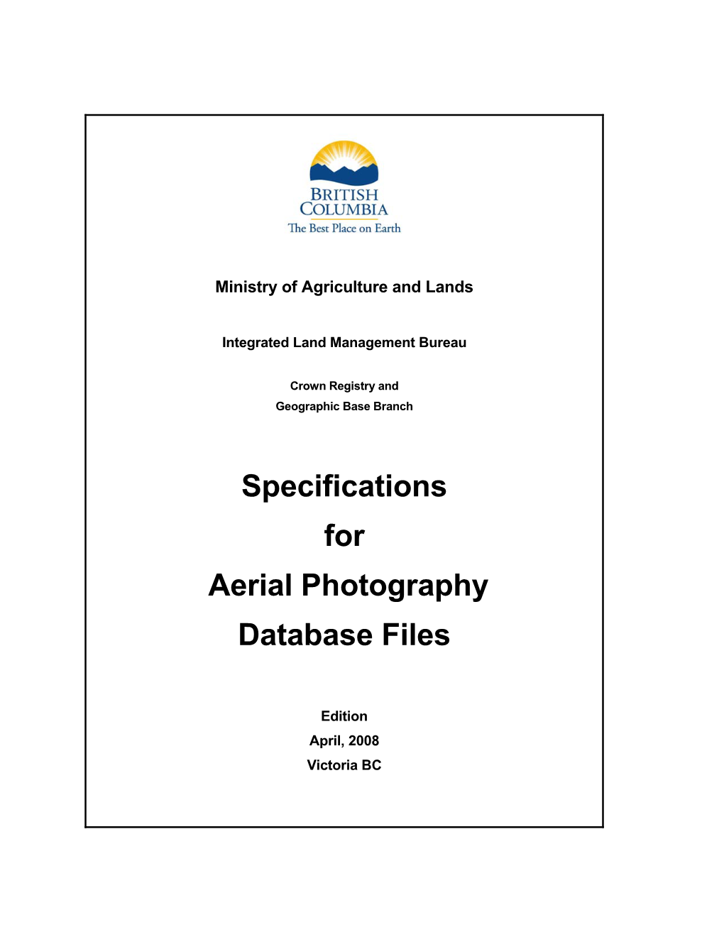 Specifications for Aerial Photography Database Files (PDF)