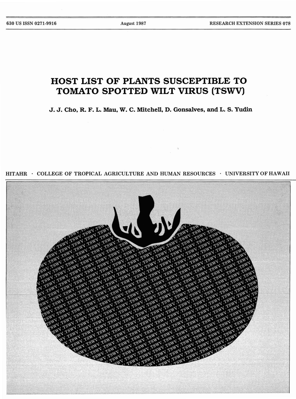 Host List of Plants Susceptible to Tomato Spotted Wilt Virus (Tswv)