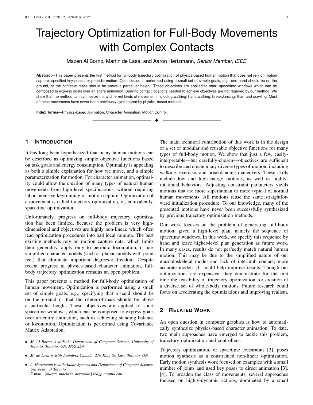 Trajectory Optimization for Full-Body Movements with Complex Contacts