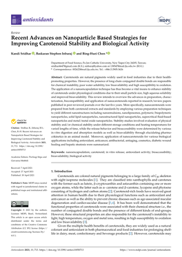 Recent Advances on Nanoparticle Based Strategies for Improving Carotenoid Stability and Biological Activity